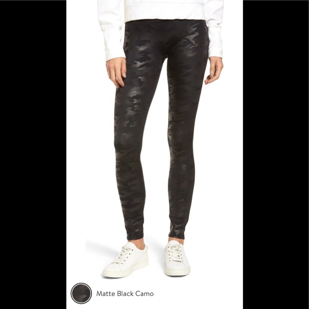 Spanx Faux Leather Camo Leggings